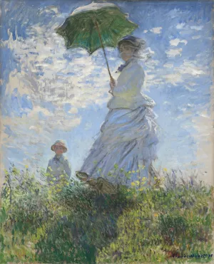 The painting Claude Monet Woman with a Parasol - Madame Monet and Her Son